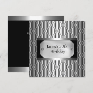 Invitation Homme 30e Chrome Métal Noir Blanc Style Argent