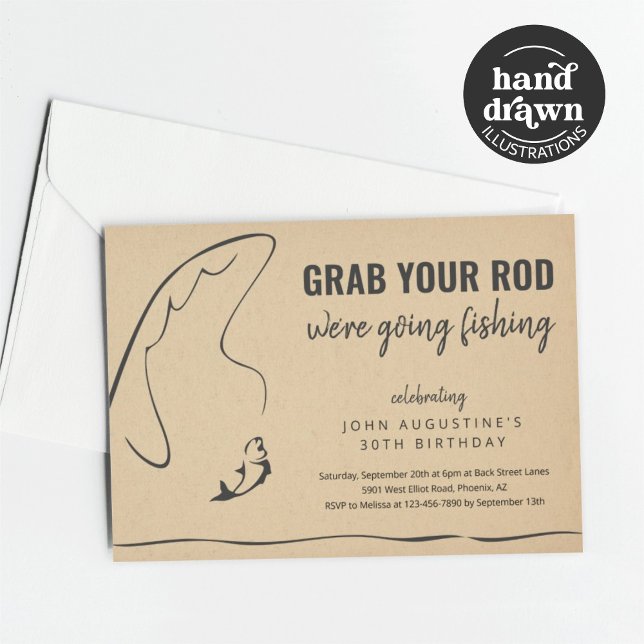 Invitation Homme Adulte Funny Pêche Anniversaire Parti de ret (Créateur téléchargé)