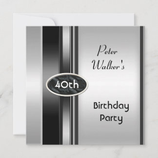 Invitation Homme Anniversaire 40 Ans Homme Blanc Argenté Méta