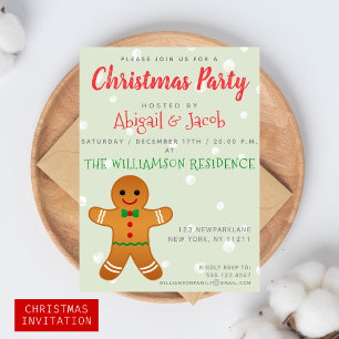 Invitation Homme de pain d'épices mignon   Christmas Party Sa