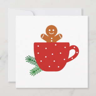 Invitation Homme en pain d'épices mignon dans une tasse à caf