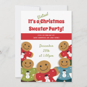 Invitation Homme en pain d'épices Sweater Rouge Noël virtuel