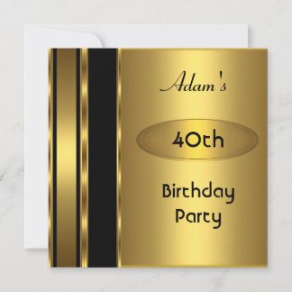 Invitation Homme Métal Or Noir 40e Anniversaire Homme