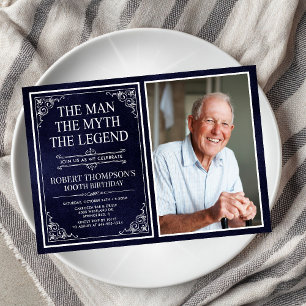 Invitation Homme Mythe Légende Bleu 100e anniversaire Photo