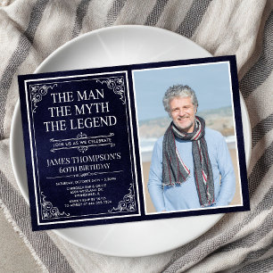 Invitation Homme Mythe Légende Bleu 60e anniversaire Photo