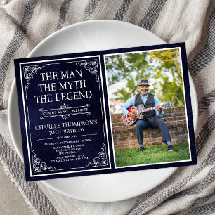 Invitation Homme Mythe Légende Bleu 70e anniversaire Photo