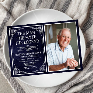 Invitation Homme Mythe Légende Bleu Surprise 100e anniversair