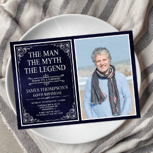 Invitation Homme Mythe Légende Bleu Surprise 60e anniversaire