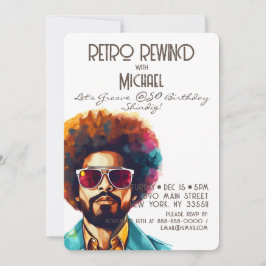 Invitation Homme Retro Rewind 50e Anniversaire Shindig Party