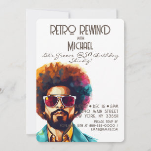 Invitation Homme Retro Rewind 50e Anniversaire Shindig Party