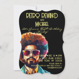Invitation Homme Retro Rewind 50e Anniversaire Shindig Party