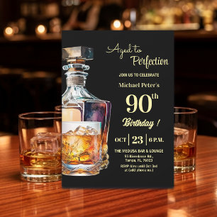 Invitation Homme vieilli à la perfection 90e anniversaire Whi