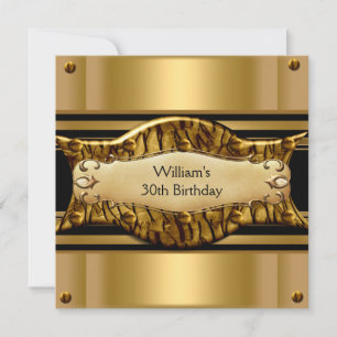 Invitation Hommes 30e anniversaire de fête Gold Black Exotic