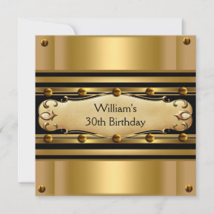 Invitation Hommes 30e fête d'anniversaire Gold Black Mans 2