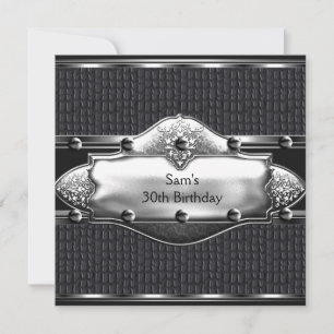 Invitation Hommes 30e fête d'anniversaire Mans en cuir d'arge