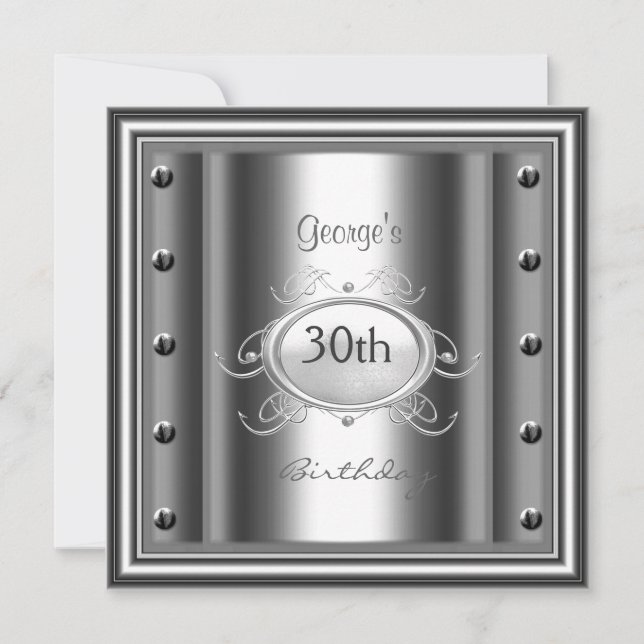 Invitation Hommes 30ème Chrome fête d'anniversaire Chrome (Devant)