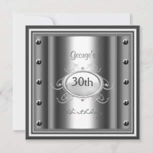 Invitation Hommes 30ème Chrome fête d'anniversaire Chrome