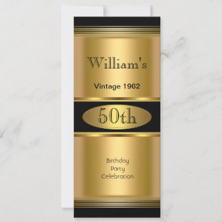 Invitation Hommes 50e anniversaire de fête Gold Black Vintage
