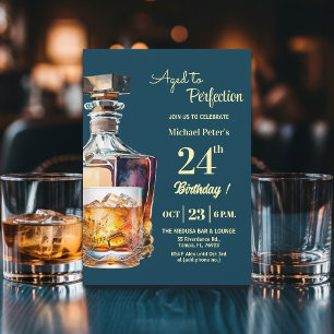 Invitation Hommes âgés à la perfection 24e anniversaire Whisk