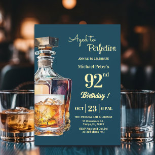 Invitation Hommes âgés à la perfection 92e anniversaire Whisk
