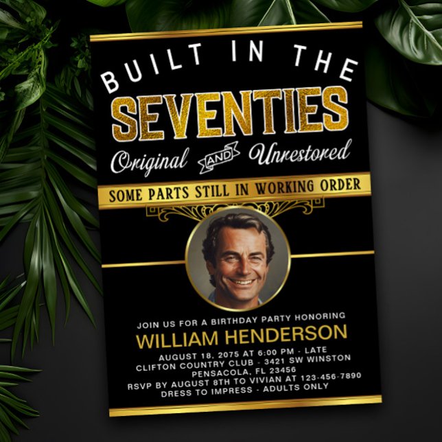 Invitation Hommes Anniversaire drôle Construit dans les année (Créateur téléchargé)