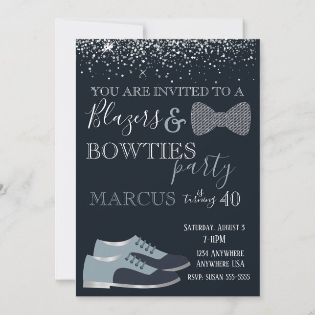 Invitation Hommes de fête des Blazers & bowties 40, 50 ans (Devant)
