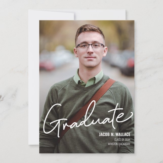 Invitation Hommes Gradué Photo Fête Personnalisée (Devant)