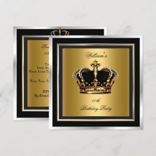 Invitation Hommes's Elegant Black Silver Fête d'anniversaire 