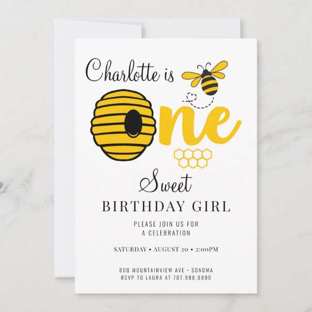 Invitation Honey Bee Hive Honey Comb First Birthday Invitatio (Devant)