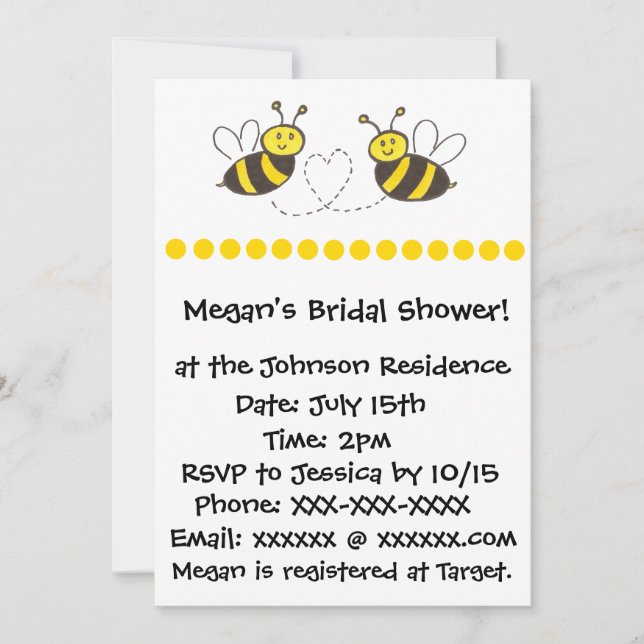 Invitation Honey Bees with Heart (Devant)