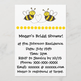 Invitation Honey Bees with Heart