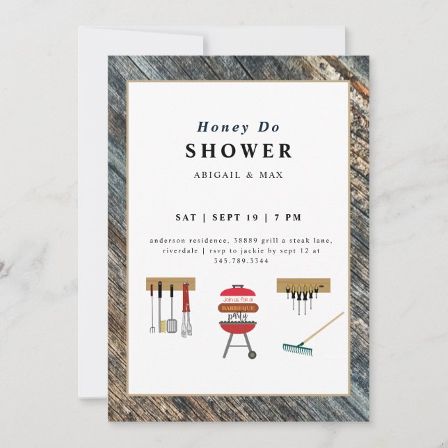 Invitation Honey Do BBQ Couples Wedding shower (Devant)