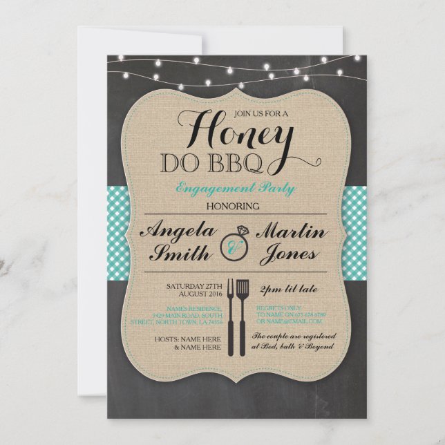 Invitation Honey Do BBQ Engagement Party I Do Couples Invitat (Devant)