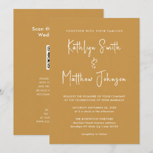 Invitation Honey Gold QR Code Tout en un Mariage moderne