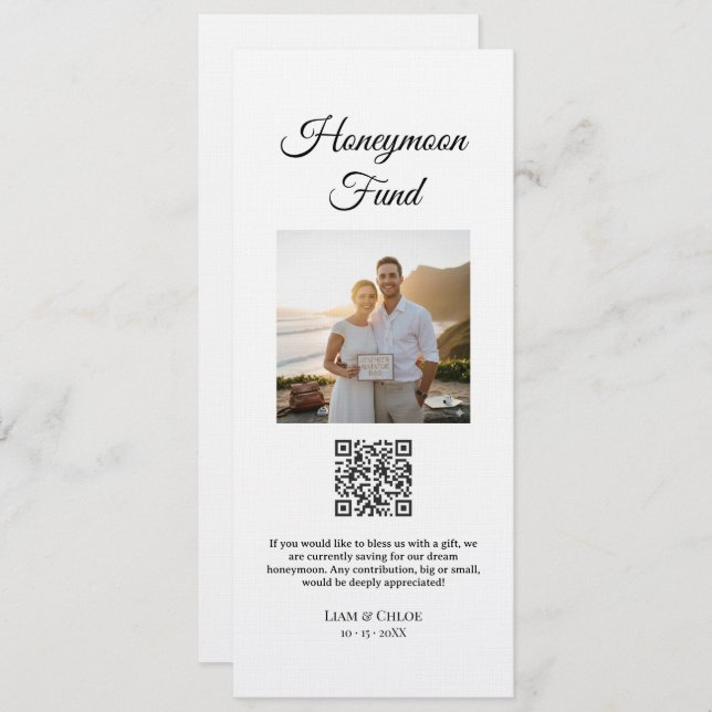 Invitation Honeymoon Fund QR Code Sign Wedding Honeymoon (Devant / Derrière)