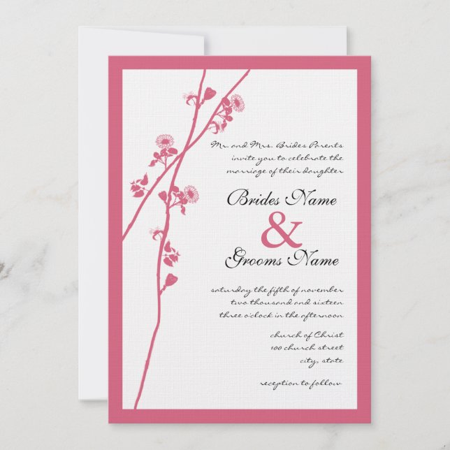 Invitation HoneySuckle rose Fleurs sauvages Mariage Invite (Devant)