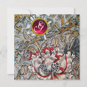 Invitation HONEYSUCKLE Rouge rubis Monogramme Or Metallic