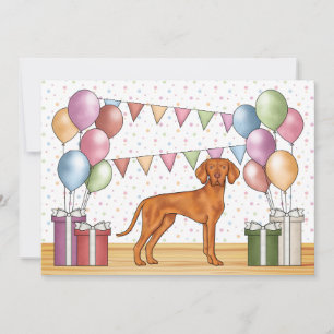Invitation Hongrois Vizsla Dessin Chien coloré Anniversaire