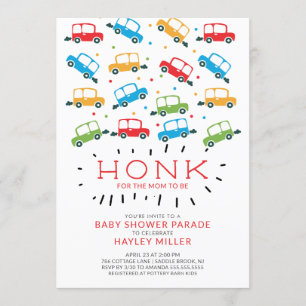 Invitation HONK ! Conduite Par Voitures Baby shower Invitatio