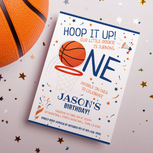 Invitation Hoop It Up Blue Rookie Basketball 1er anniversaire