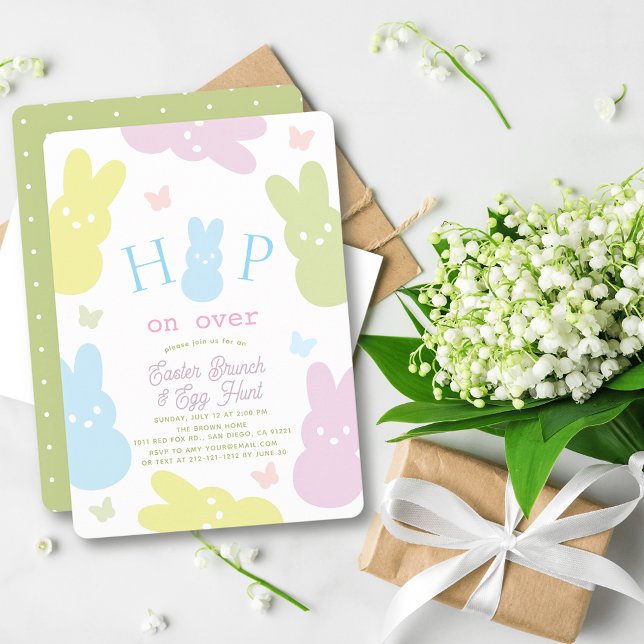 Invitation Hop on Over Bunny & Butterfly Easter Brunch (Créateur téléchargé)