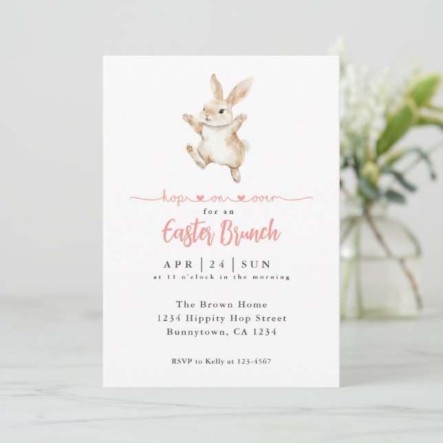 Invitation Hop on Over Easter Brunch and Egg Hunt (Debout devant)