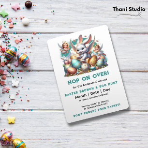 Invitation Hop On Over Easter Bunny & Oeufs Nom personnalisab
