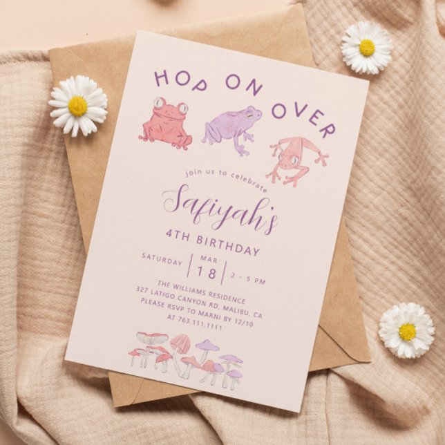 Invitation Hop On Over Frogs Girl Birthday Party (Créateur téléchargé)