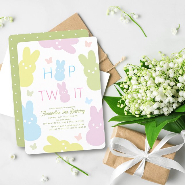 Invitation Hop Two It Bunny & Butterfly 2e anniversaire (Créateur téléchargé)
