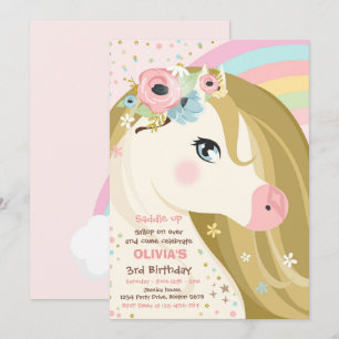 Invitation Horloge fête d'anniversaire Floral rose rose Anniv