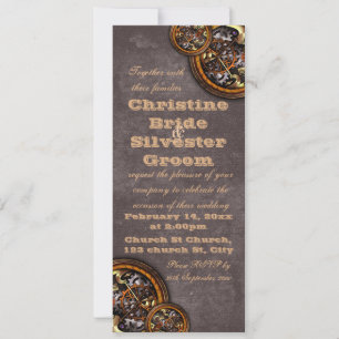 Invitation Horlogerie et cuir, 4x9,25 mariage