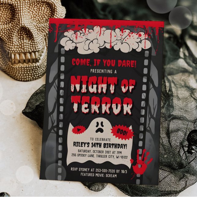 Invitation Horreur Film de nuit Adulte Halloween Party (Créateur téléchargé)
