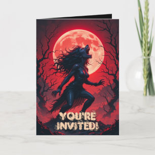 Invitation Horreur Halloween Werewolf Lady Pleine lune