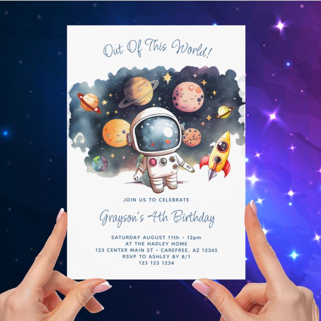 Invitation Hors de ce monde L'espace extérieur 4e anniversair (Créateur téléchargé)